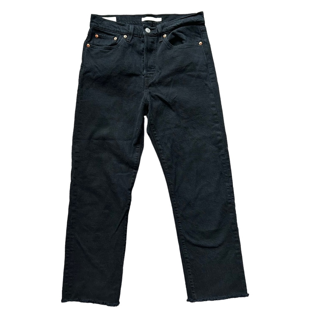 Levi's® Premium WEDGIE STRAIGHT FIT WOMEN'S JEANS black raw cut hem size 27